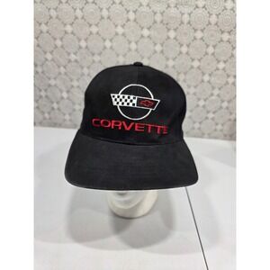 Corvette Racing Chevy Logo‎ Embroidered Black Baseball Cap Hat Leather Strap